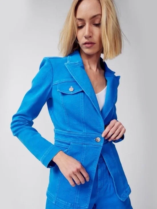 WHBM Women’s Blue Tailored Jean Jacket - Picture 3 of 14